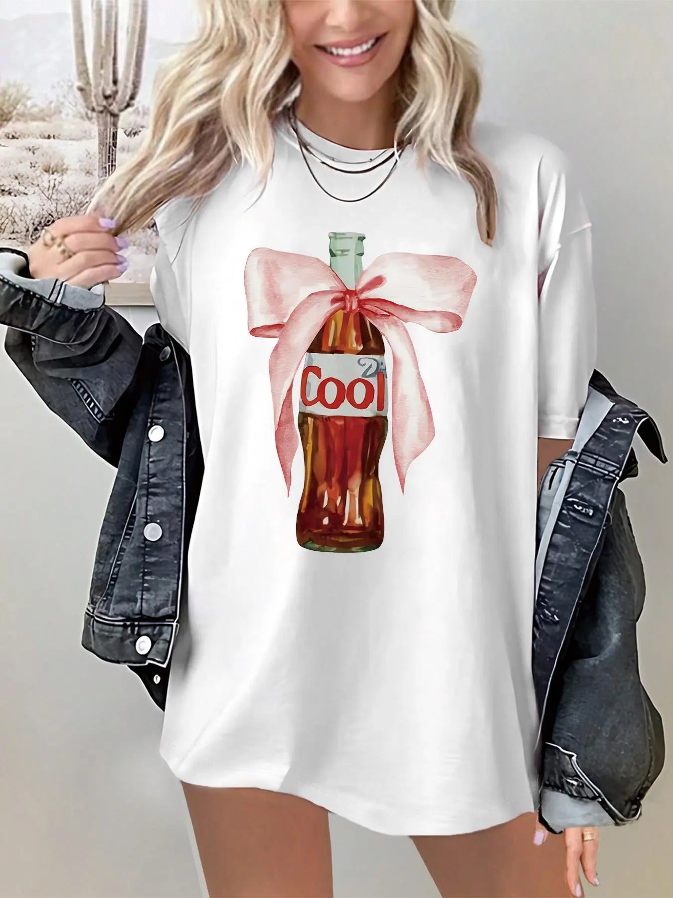 Cartoon Print Round Neck Casual Drop Shoulder Short Sleeve Summer Clothes Daily T-Shirts, Hoodie, Sweatshirt