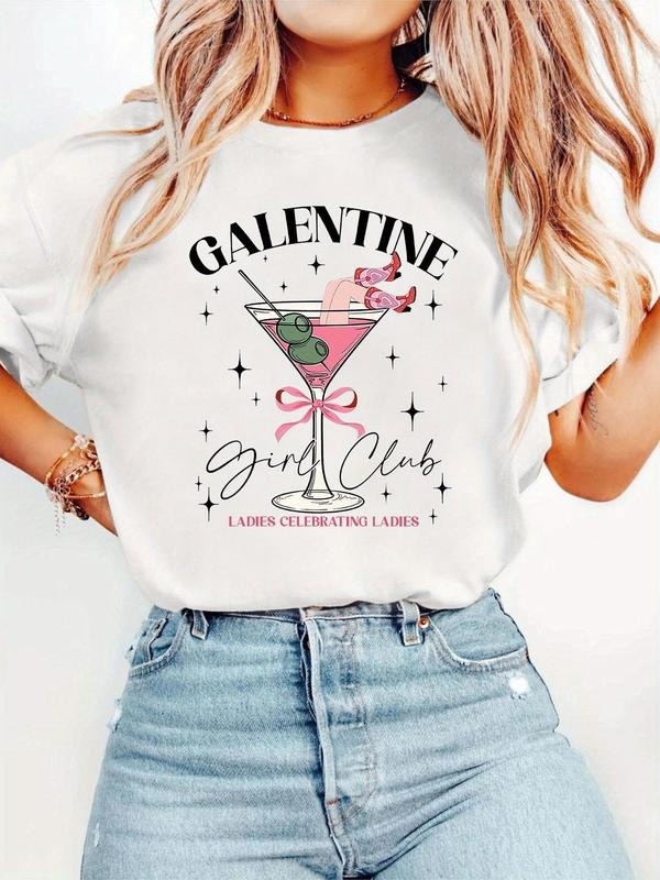Women's Cartoon Graphic Print Round Neck Tee, Fashion Casual Short Sleeve T-shirt for Daily Wear, Ladies Clothes for All...
