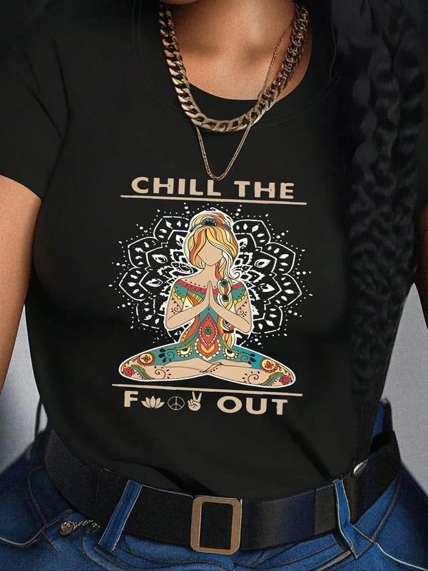 Women's Cartoon Graphic Print Round Neck Tee, Fashion Casual Short Sleeve T-shirt for Daily Wear, Ladies Summer...