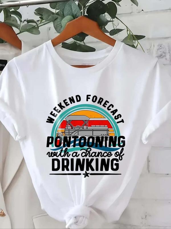 Women's Cartoon Graphic Print Round Neck Tee, Fashion Casual Short Sleeve T-shirt, Ladies Summer Clothes for Daily Wear...