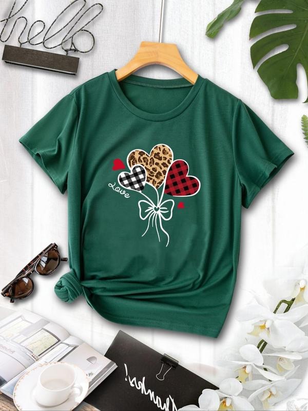 Women's Cartoon Graphic Print Round Neck Tee, Summer Clothes Women, Casual Short Sleeve T-shirt for Summer, Women's Top...