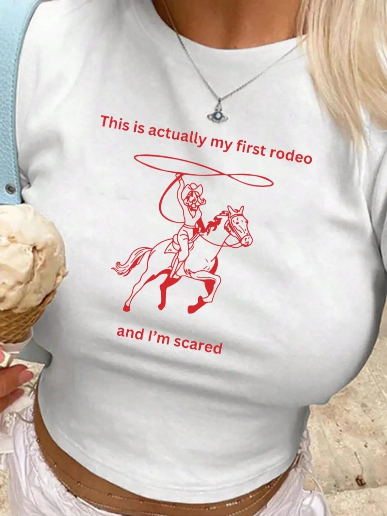 Cartoon Horse & Letter Print Round Neck Vintage Casual Short Sleeve Daily Summer T-Shirts, Hoodie, Sweatshirt