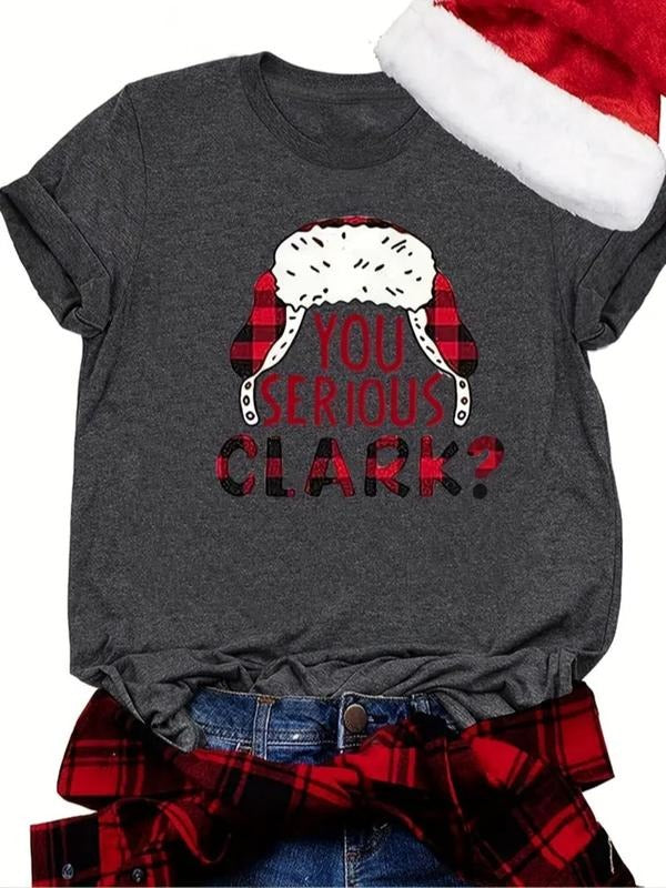 Women's Cartoon Letter Print Round Neck Graphic Tee, Casual Short Sleeve Crew Neck T-Shirt for Summer, Fashion Women's...