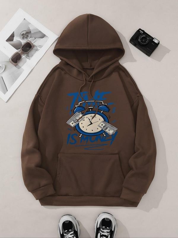 Women's Cartoon Print Drop Shoulder Hoodie, Fashion Casual Drawstring Pocket Hooded Sweatshirt for Daily Holiday Outdoor...