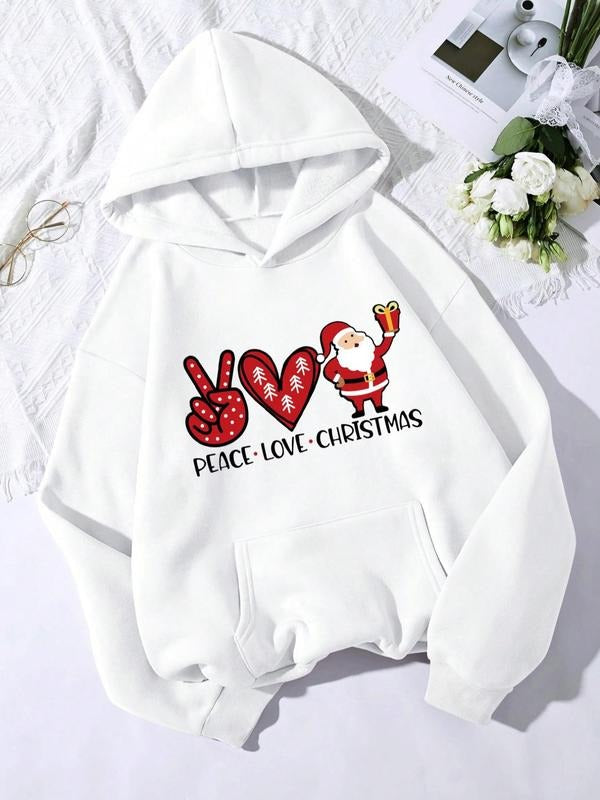 Women's Cartoon Print Drop Shoulder Hoodie, Fashion Casual Drawstring Pocket Hooded Sweatshirt for Daily Holiday Outdoor...