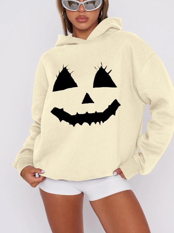 Women's Cartoon Print Drop Shoulder Hoodie, Fashion Casual Long Sleeve Hooded Sweatshirt for Daily Holiday Outdoor Wear,...