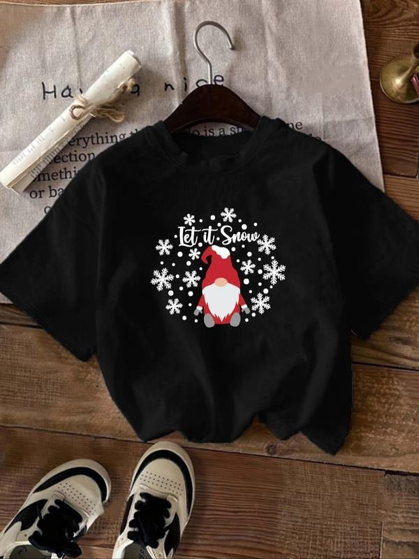 Women's Cartoon Print Round Neck Tee, Casual Short Sleeve Crew Neck T-Shirt for Summer, Fashion Women's Top for Daily...