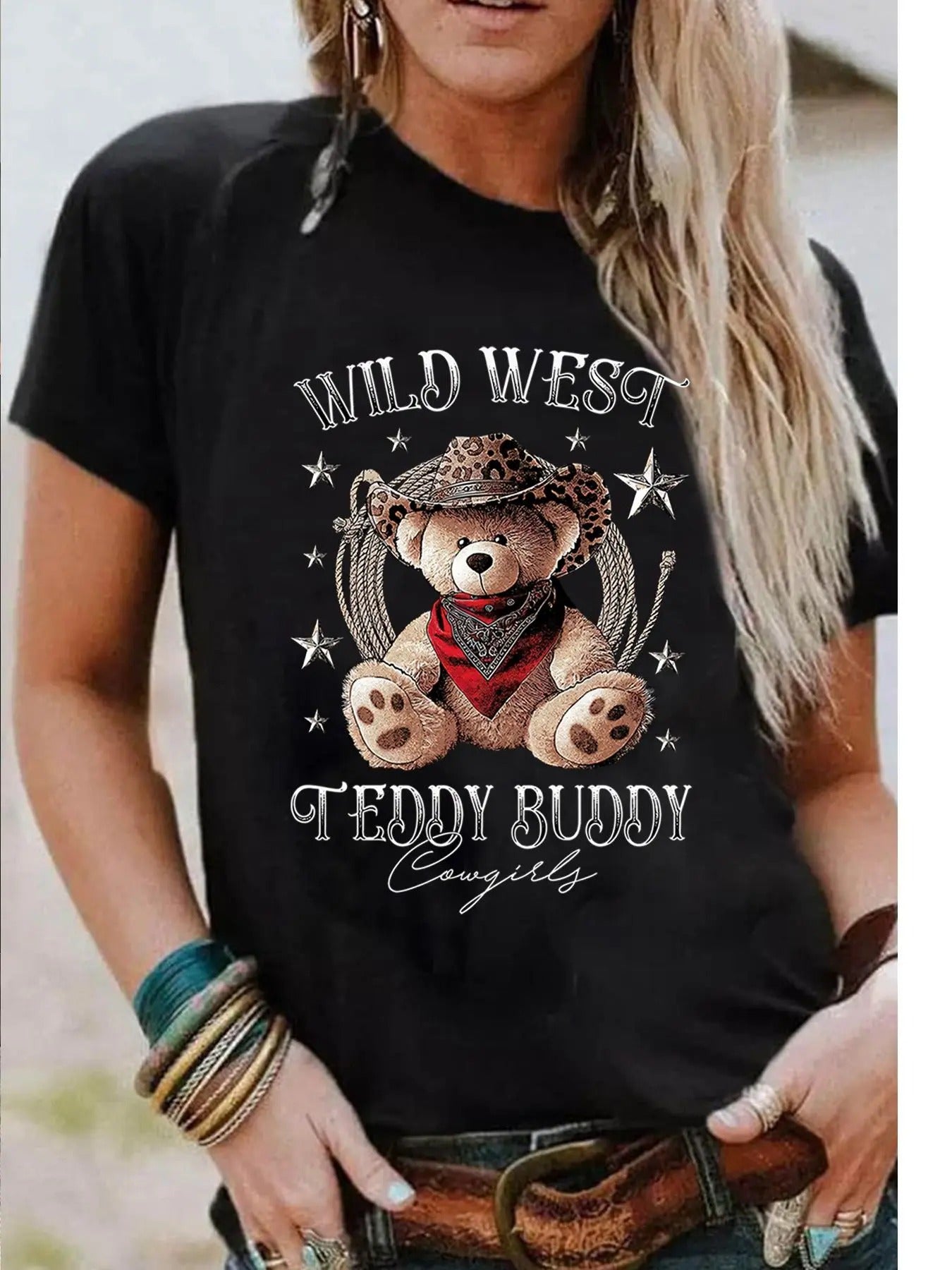 Women's Cartoon Print Round Neck Tee, Fashion Casual Crew Neck T-shirt for Daily Holiday Vacation Outdoor Wear, Ladies...