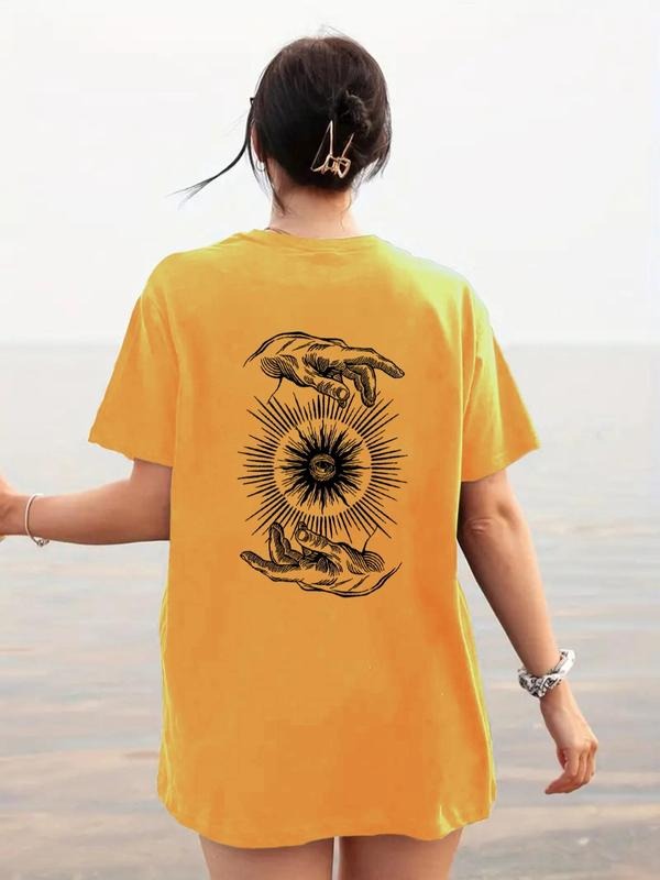 Women's Cartoon Print Round Neck Tee, Fashion Casual Short Sleeve T-shirt for Daily Wear, Ladies Summer Clothes, Top...