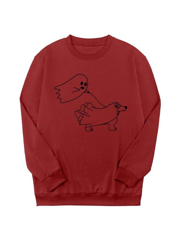 Cartoon Print Casual Halloween Themed Long Sleeve Crew Neck Daily All Seasons T-Shirts, Hoodie, Sweatshirt