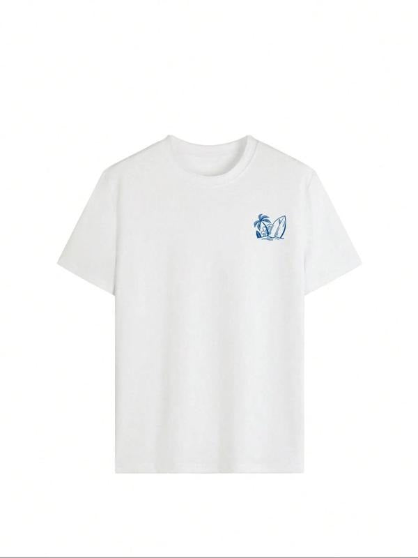 Women's Cartoon Sailboat Print Round Neck Tee, Casual Y2K Short Sleeve T-Shirt for Summer, Ladies Clothes for Daily Wear,...