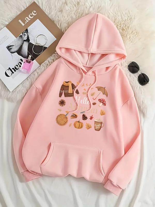 Women's Casual Fashion Loose Cartoon Autumn Letter Print Hoodie, Graphic Hoodies, Fitted Sporty Sweatshirt for Fall &...