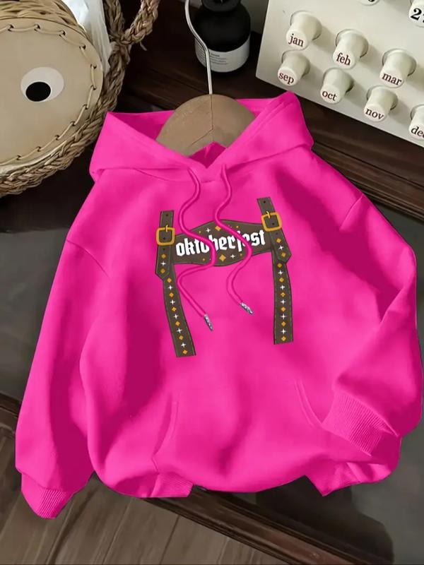 Women's Casual Fashion Loose Cartoon Beer Festival Letter Print Hoodie, Fall & Winter Fitted Sporty Sweatshirt,...
