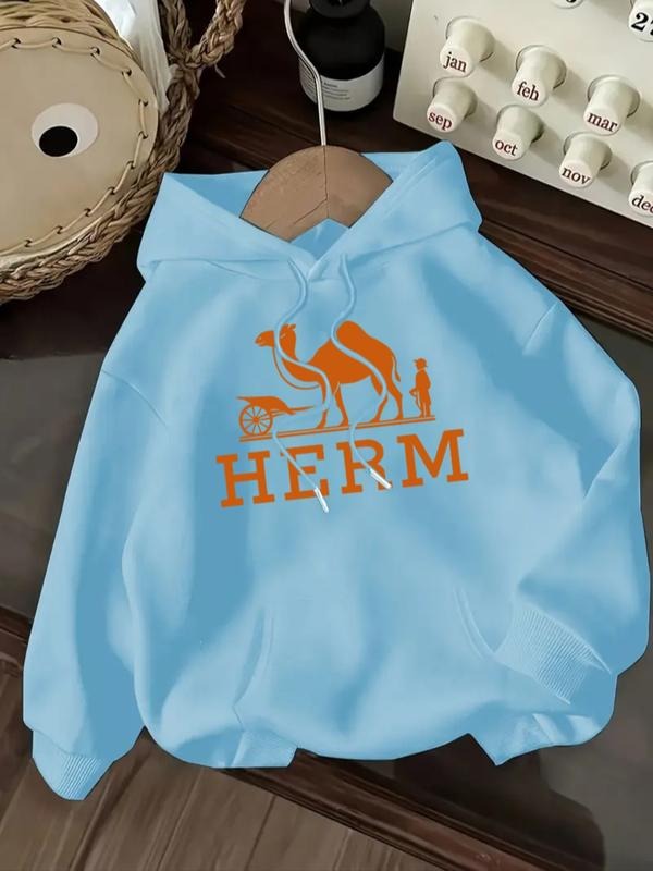 Women's Casual Fashion Loose Cartoon Camel Letter Print Hoodie, Fitted Sporty Sweatshirt for Fall & Winter, Comfortable...
