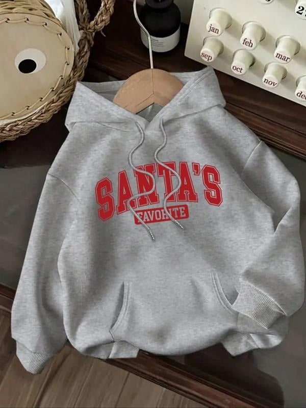 Women's Casual Fashion Loose Cartoon Christmas Letter Print Hoodie, Fitted Sporty Sweatshirt for Fall & Winter,...