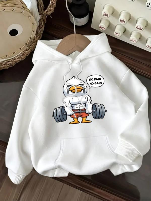 Women's Casual Fashion Loose Cartoon Duck Print Hoodie, Fall & Winter Fitted Sporty Sweatshirt, Moderate Fabric Letter...