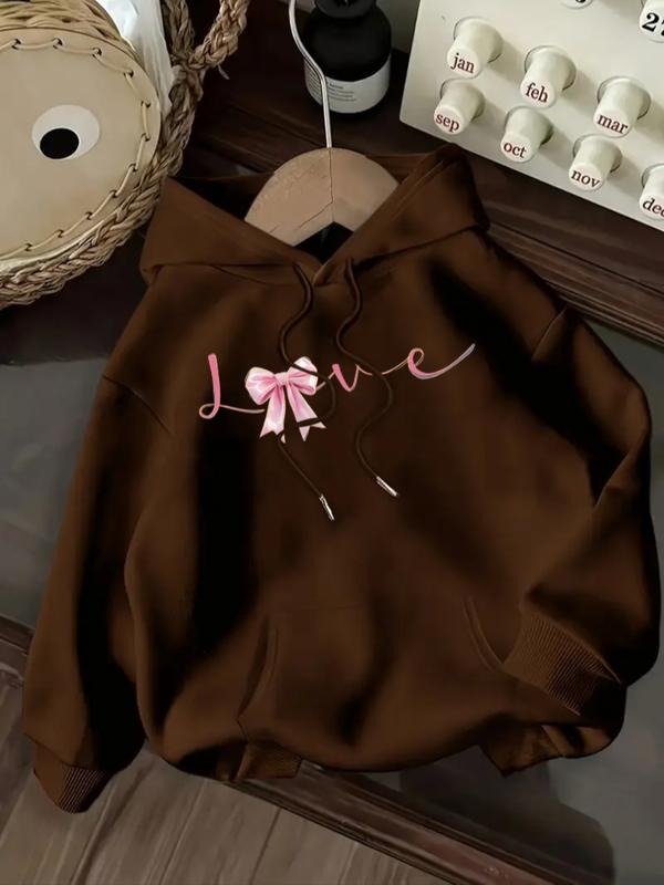 Women's Casual Fashion Loose Cartoon Flower Letter Print Hoodie, Fitted Sporty Sweatshirt for Fall & Winter, Comfortable...
