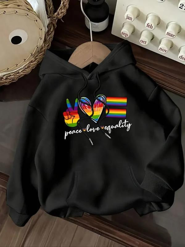 Women's Casual Fashion Loose Cartoon Heart Letter Print Hoodie, Fall & Winter Fitted Sporty Sweatshirt, Comfortable...