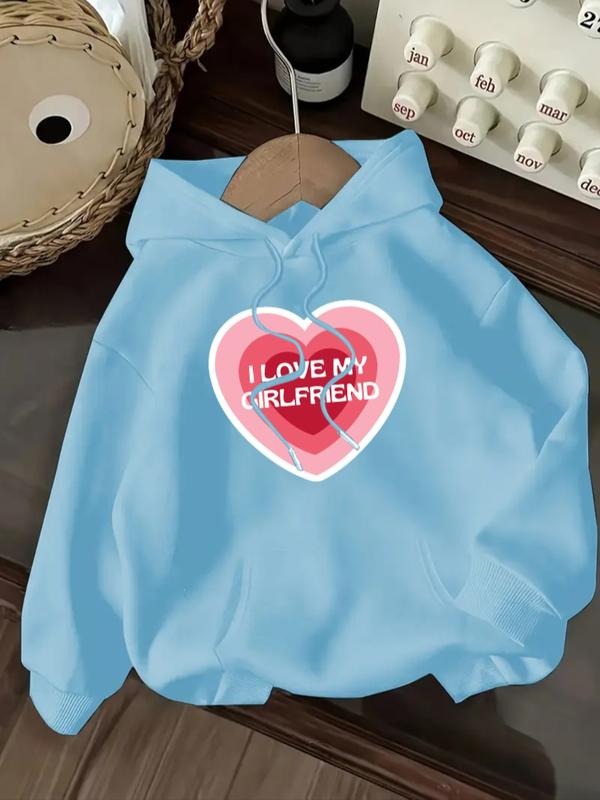 Women's Casual Fashion Loose Cartoon Heart Letter Print Hoodie, Fitted Sporty Sweatshirt for Fall & Winter, Comfortable...