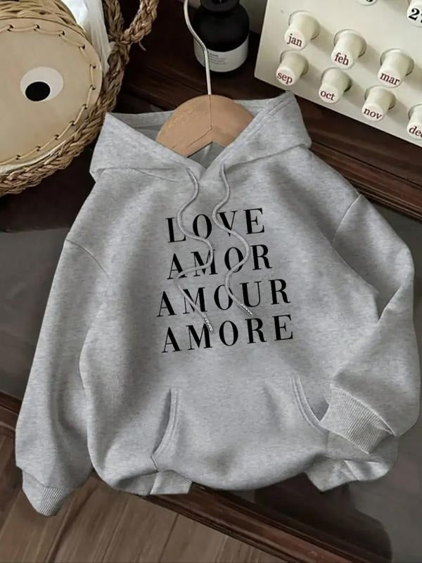 Women's Casual Fashion Loose Cartoon Letter Print Hoodie, Fall & Winter Fitted Sporty Sweatshirt, Comfortable and Stylish...