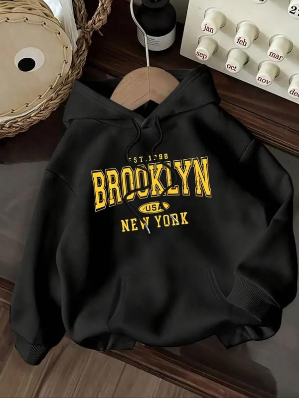 Women's Casual Fashion Loose Cartoon Letter Print Hoodie, Fitted Sporty Sweatshirt for Fall & Winter, Comfortable Daily...