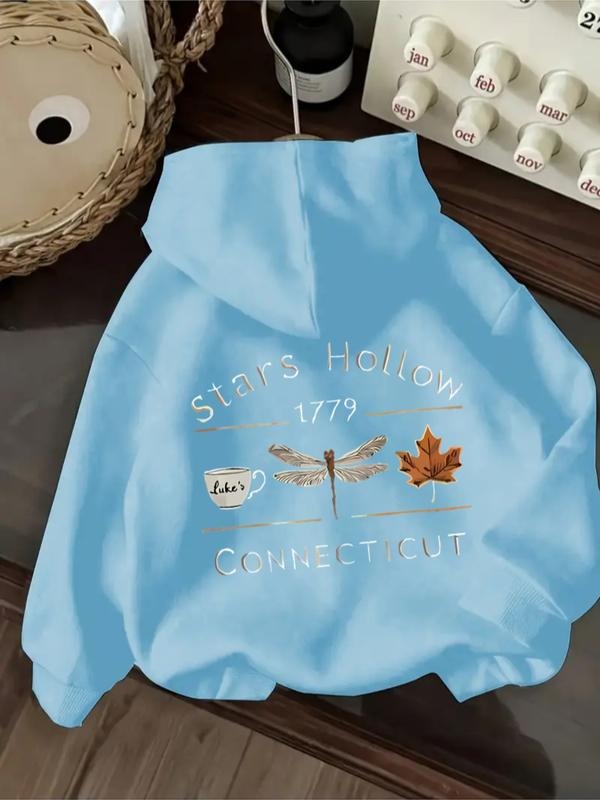Women's Casual Fashion Loose Cartoon Letter Print Hoodie, Fitted Sporty Sweatshirt for Fall & Winter, Comfortable Daily...