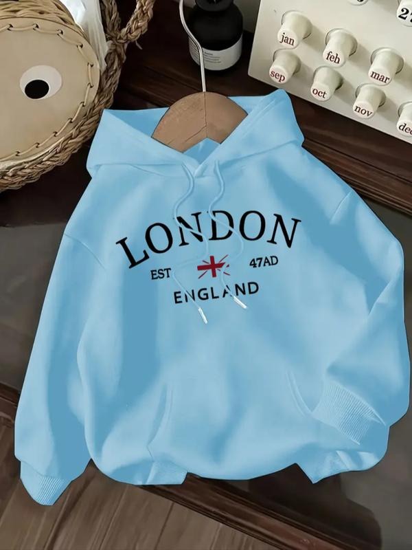 Women's Casual Fashion Loose Cartoon Letter Print Hoodie, Fitted Sporty Sweatshirt for Fall & Winter, Comfortable Daily...