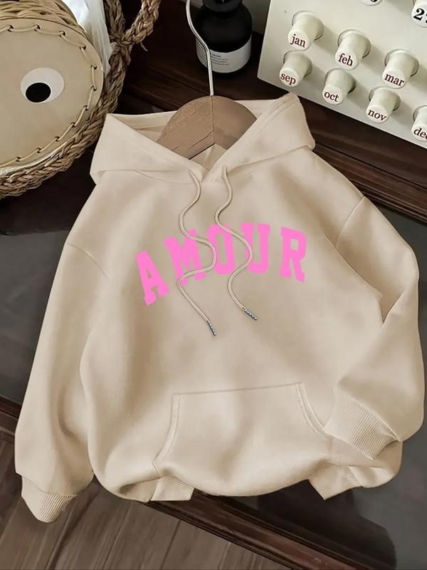 Women's Casual Fashion Loose Cartoon Letter Print Hoodie, Fitted Sporty Sweatshirt for Fall & Winter, Comfortable Daily...