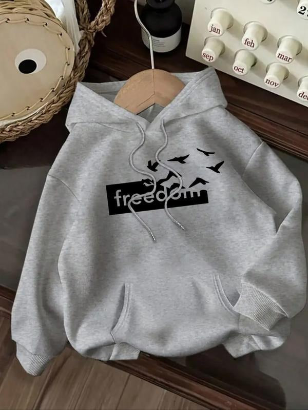 Women's Casual Fashion Loose Cartoon Letter Print Hoodie, Fitted Sporty Sweatshirt for Fall & Winter, Comfortable and...