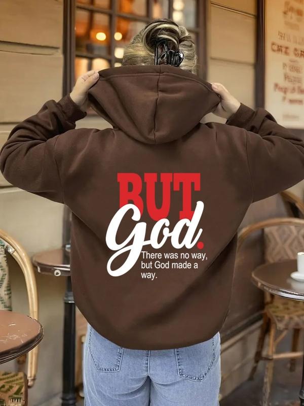 Women's Casual Fashion Loose Fit Letter Print Hoodie, Comfortable Fall & Winter Wear, Stylish Kint Fabric Sweatshirt for...