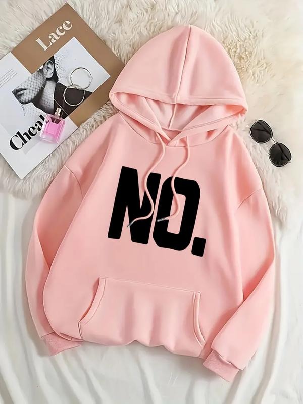 Women's Casual Fashion Loose Fit Letter Print Hoodie, Fall & Winter Fitted Kint Fabric Sweatshirt, Moderate Thick...
