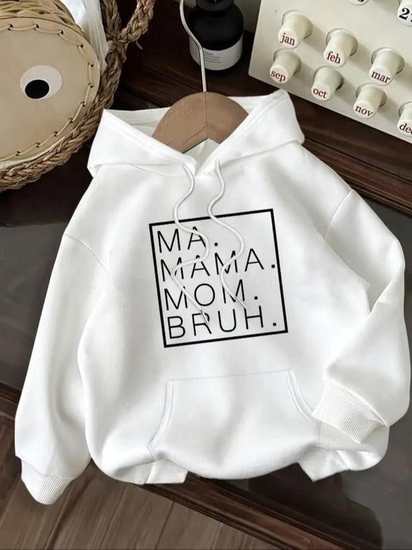 Women's Casual Fashion Loose Fit Mama Letter Print Hoodie And Sweatshirt, Fall & Winter Kint Fabric, Moderate Thickening,...