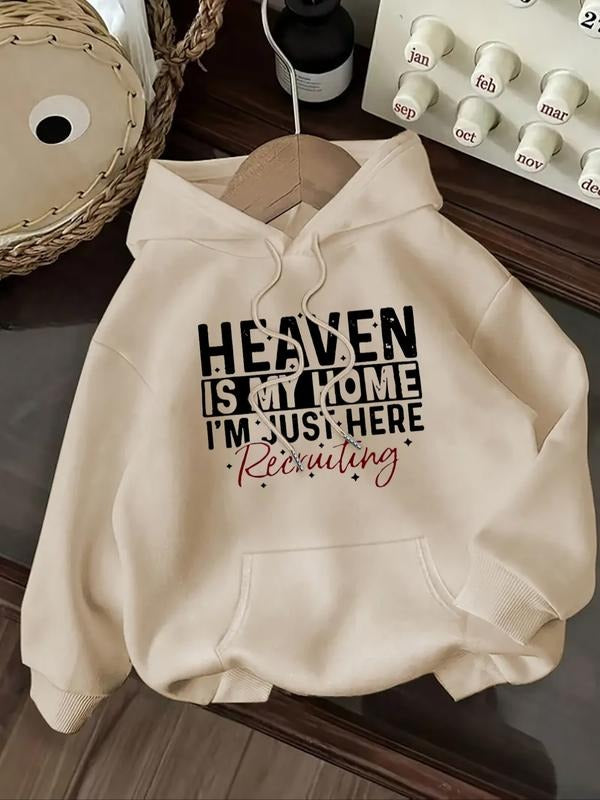 Women's Casual Fashion Loose Letter Print Hoodie, Fall & Winter Fitted Kint Fabric, Moderate Thickening, Comfortable...