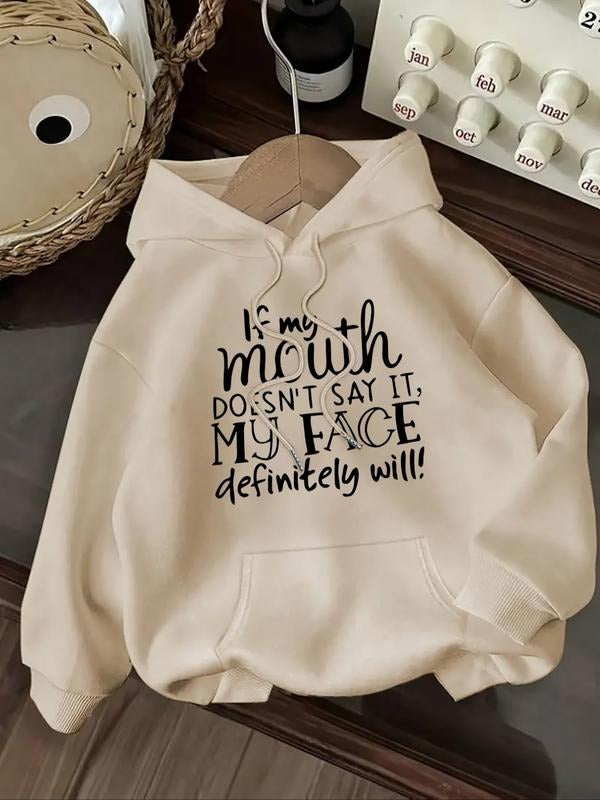 Women's Casual Fashion Loose Letter Print Hoodie, Fall & Winter Fitted Kint Fabric, Moderate Thickening, Comfortable...