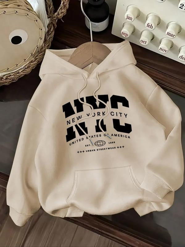 Women's Casual Fashion Loose Letter Print Hoodie, Fall & Winter Fitted Kint Fabric, Moderate Thickening, Comfortable...
