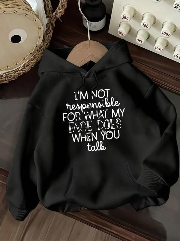 Women's Casual Fashion Loose Letter Print Hoodie, Fall & Winter Fitted Kint Fabric, Moderate Thickening, Comfortable...