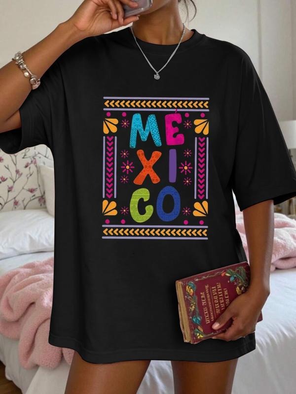 Women's Casual Fashion Print T-Shirt Top, Comfortable and Trendy Daily Wear, Loose-Fitting Letter Pattern Clothing...