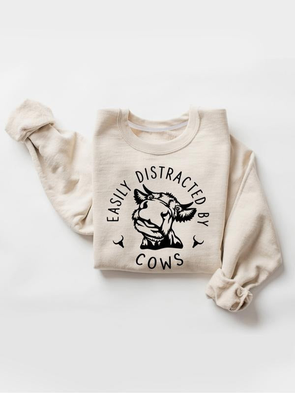 Women's Casual Graphic Print Sweatshirt, Round Neck Long Sleeve Pullover, Thick Kint Fabric, Winter Fashion Fitted Top...
