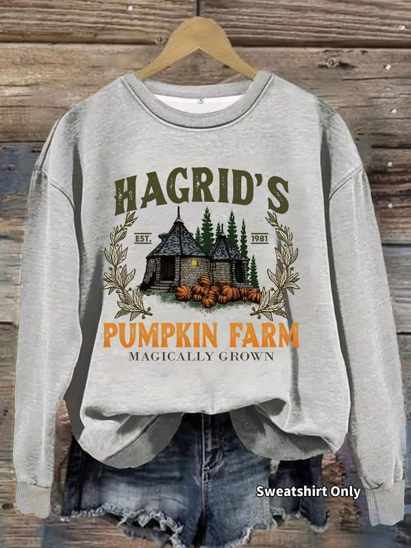 Women's Casual Hagrid's Pumpkin Patch Sweatshirt, Soft Long Sleeve Round Neck Pullover, Comfortable Daily Wear T-Shirts,...