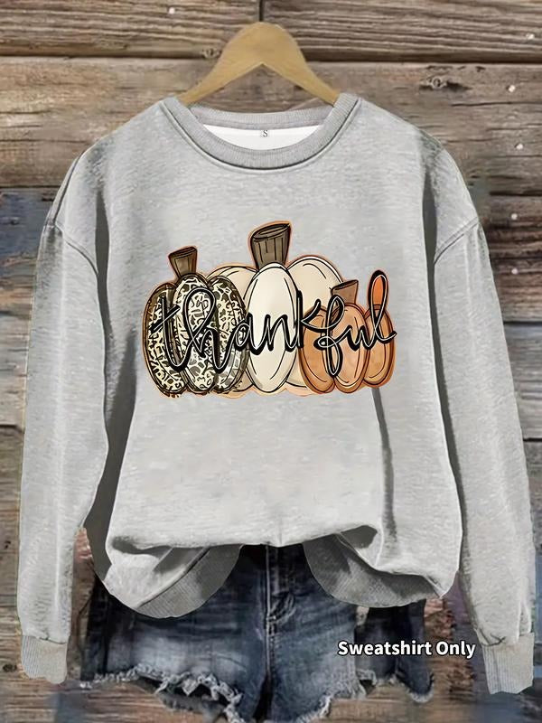 Women's Casual Halloween Pumpkin Letter Print Pullover Sweater, Soft Long Sleeve Round Neck Sweatshirt, All Seasons Wear...
