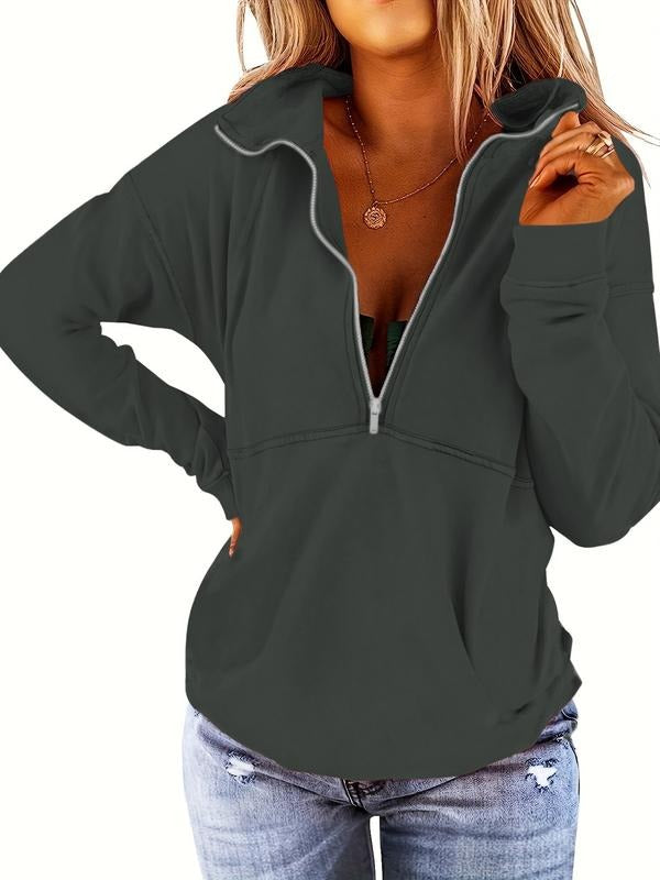 Women's Casual Long Sleeve Loose-Fitting Sweatshirt, Spring & Fall Fashion, Comfortable Daily Wear, Perfect for Relaxed...