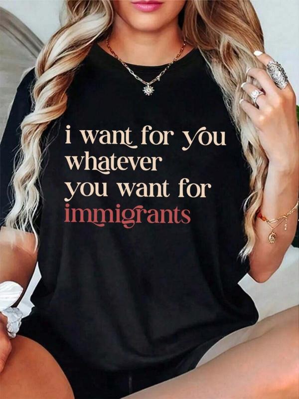 Women's Casual Loose-Fit Letter Print T-Shirt, Social Justice Activist Apparel, Human Rights Tee, Available in Hoodies &...