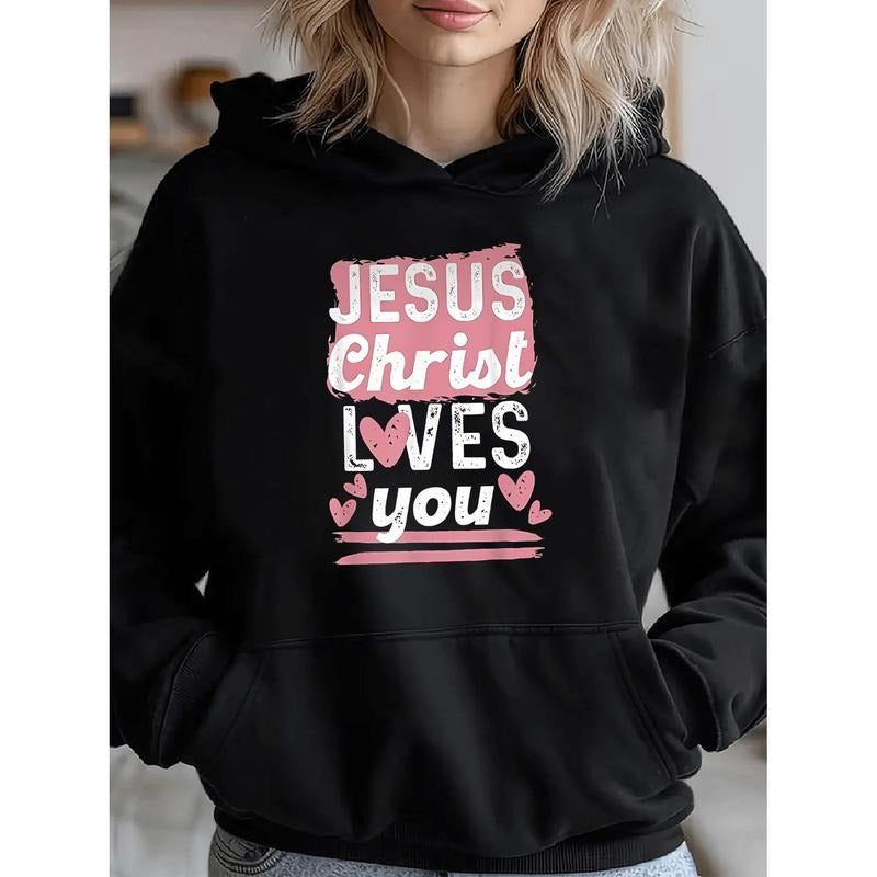 Women's Casual Sports Hooded Sweatshirt, Comfortable And Fashionable, Suitable For Sports And Daily Life, Letter & Heart...