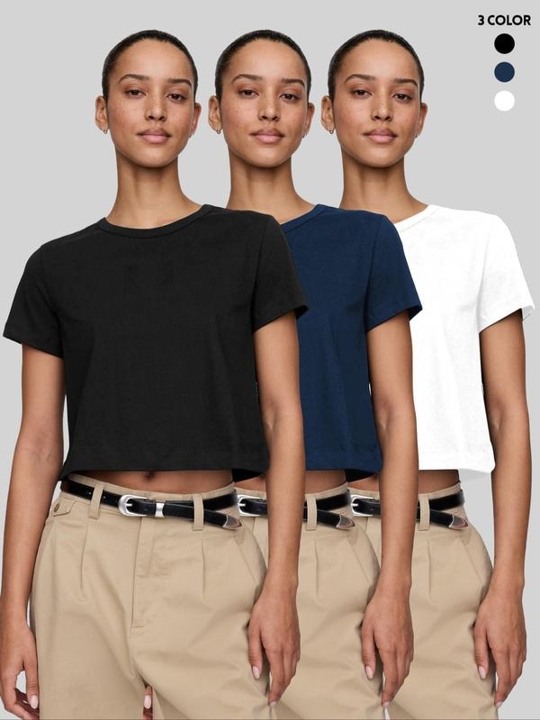 Women's Casual T-Shirt Set, 3-Piece Comfortable & Stylish Design, Perfect for Daily Wear, Ladies' Fashion Essentials...