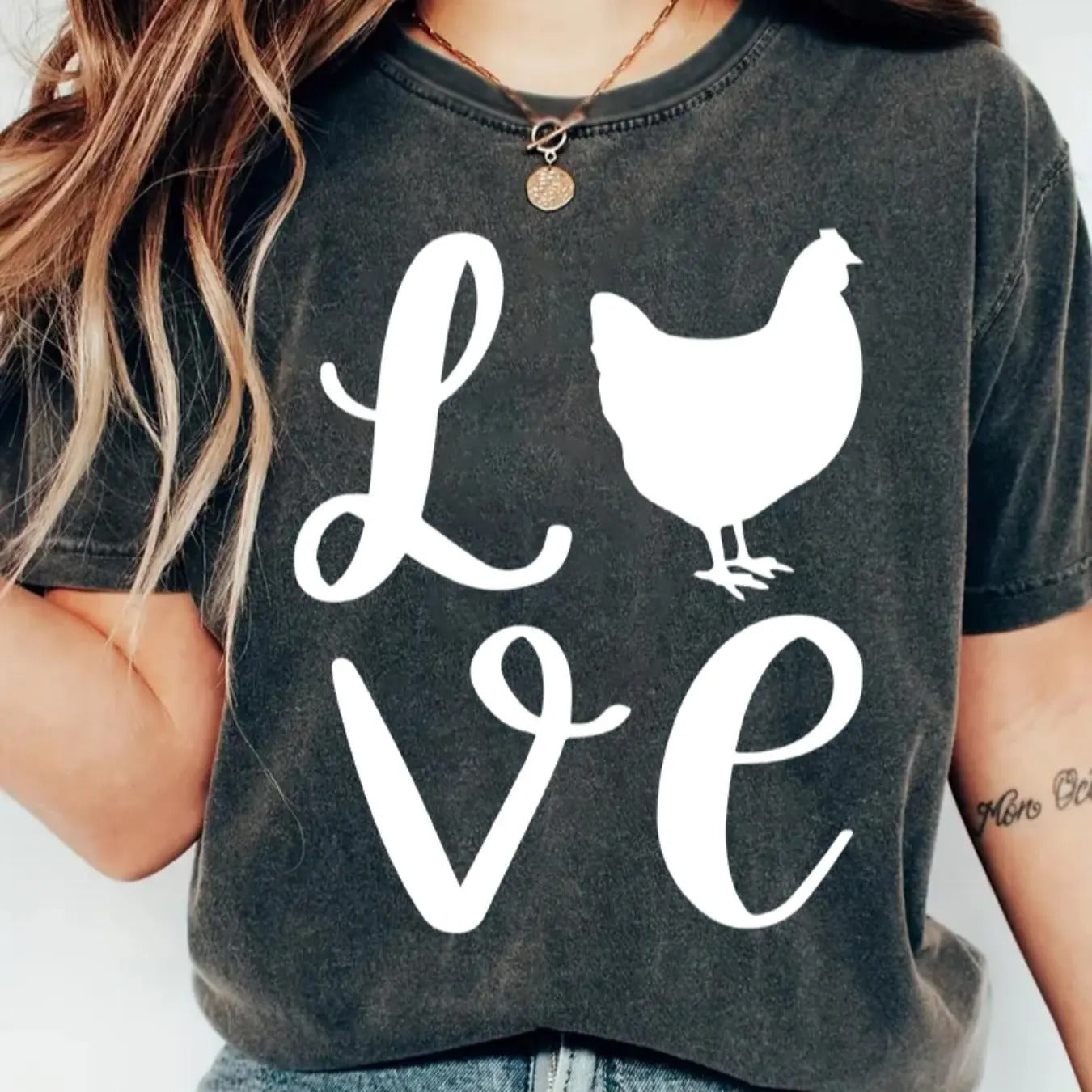 Women's Chicken & Letter Print Round Neck Tee, Fashion Casual Drop Shoulder Short Sleeve T-shirt for Daily Wear, Ladies...