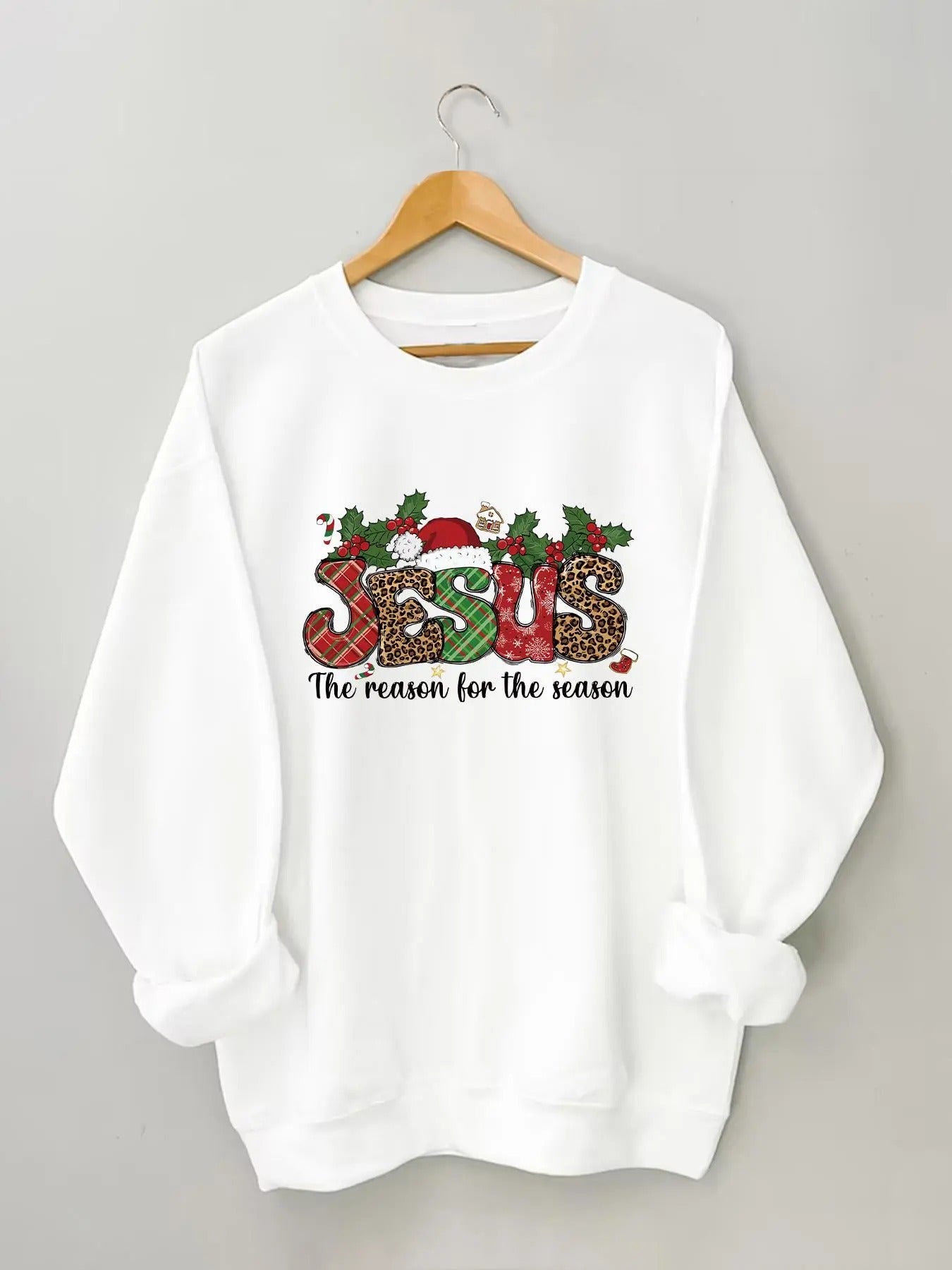 Women's Christmas & Letter Print Round Neck Sweatshirt, Casual Long Sleeve Crew Neck Pullover for Daily Wear, Ladies...
