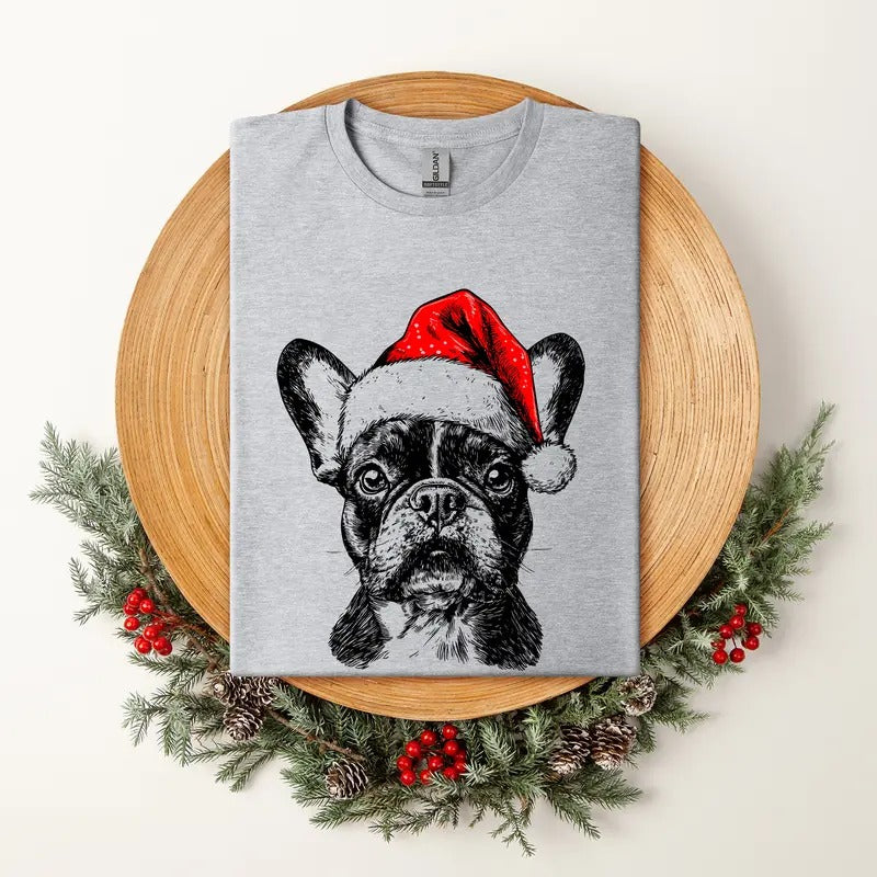 Women's Christmas Dog Lover Tee - Santa Pet T-Shirt - Soft Style Tee - Tops, Womenswear Hoodie, Sweatshirt | HypeCrazeTee.com