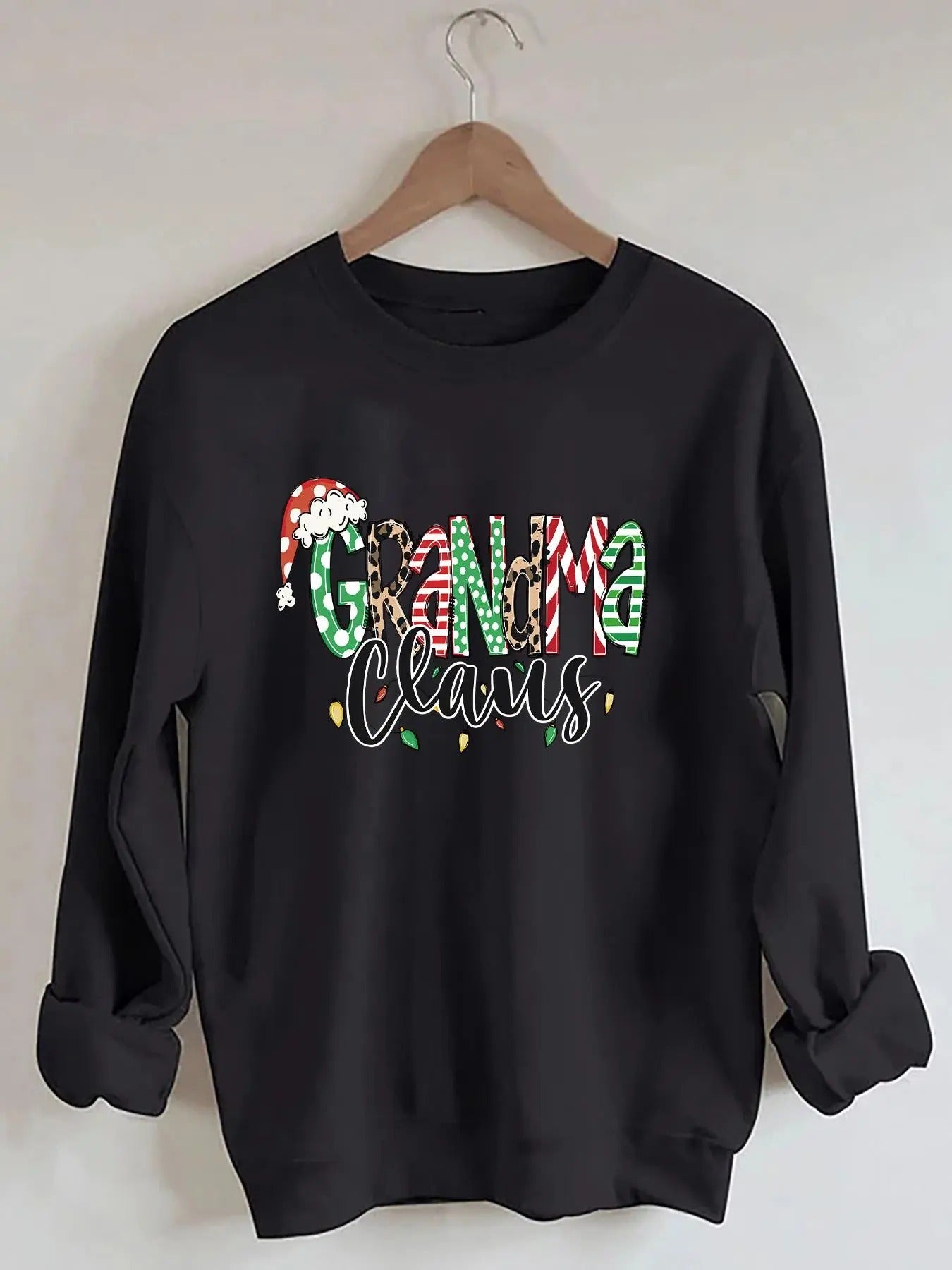 Women's Christmas Letter Print Drop Shoulder Sweatshirt, Casual Long Sleeve Round Neck Pullover for Fall & Winter, Ladies...