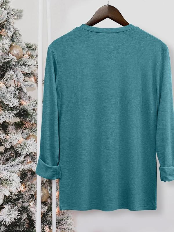 Letter Print Round Neck Casual Long Sleeve Crew Neck Fall & Winter Top Daily Wearstyle{N002}2 T-Shirts, Hoodie, Sweatshirt