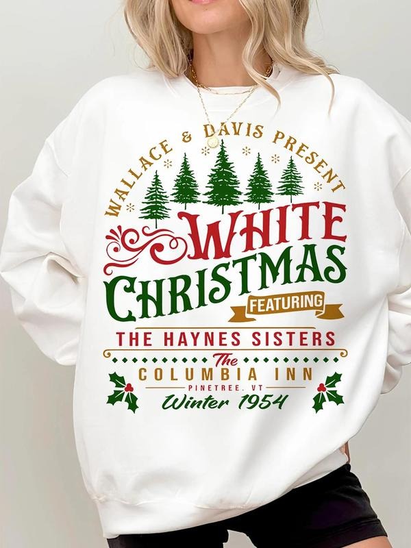 Women's Christmas Movie Themed Sweatshirt, Casual Drop Shoulder Long Sleeve Pullover, Women's Top for Fall & Winter...